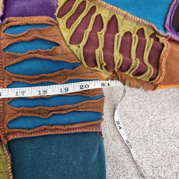 Ark Import Artsy Boho Faded Patchwork Hooded Fleece Lined Jacket Size M Hippi - Picture 8 of 16